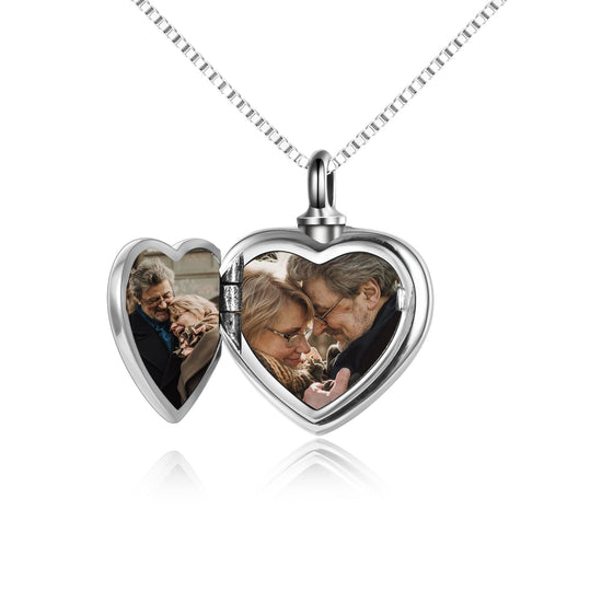 925 Sterling Silver Always in My Heart Urn Necklace for Ashes Custom Photo Keepsake Necklace Cremation Jewelry Gift for Women - onlyone