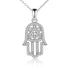 925 Sterling Silver Hamsa Hand Pendant With Cubic Zirconia Necklace - onlyone