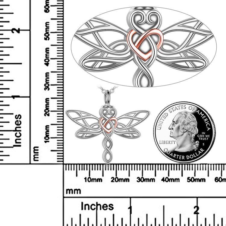 925 Sterling Silver Drongfly Urn Necklace For Ashes, Cremation Jewelry for Ashes