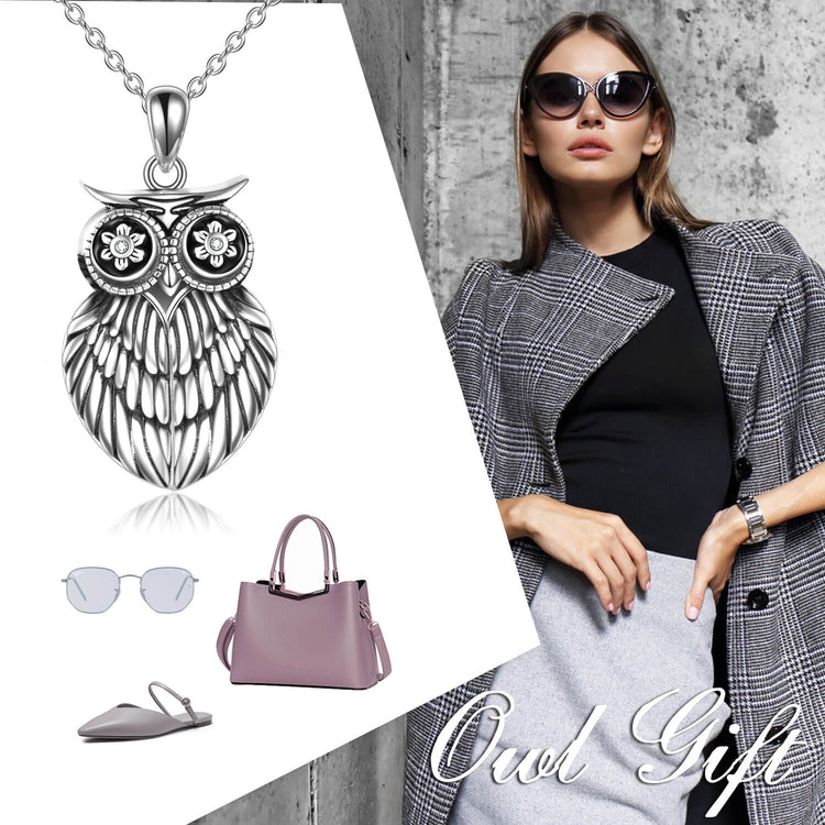 925 Sterling Silver Cute Owl Round Photo Locket Necklace