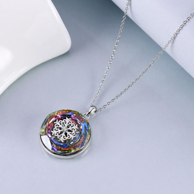 925 Sterling Silver Snowflake With Crystal Necklace