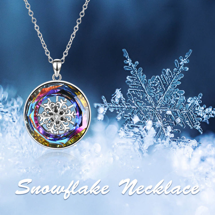 925 Sterling Silver Snowflake With Crystal Necklace