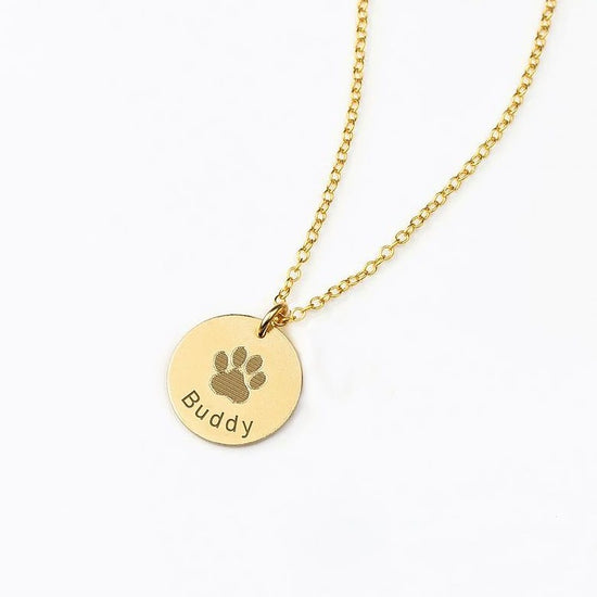 925 Sterling Silver Pet Paw Engraved Necklace Personalized Gift For Pet Lover - onlyone