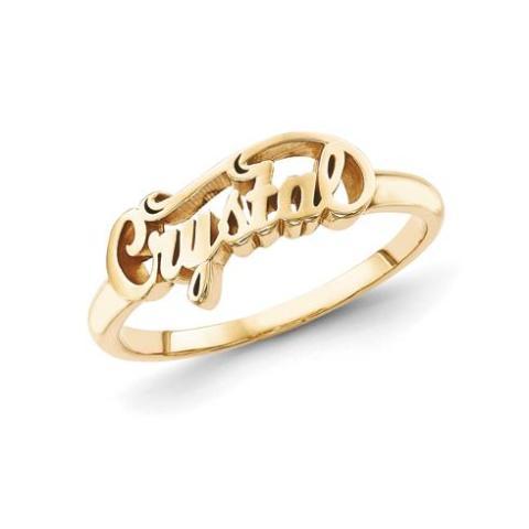 925 Sterling Silver Personalized "Crystal" Script Letters Name Ring Nameplate Ring - onlyone
