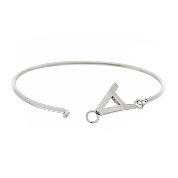 925 Sterling Silver Personalized Block Initial Bangle - onlyone