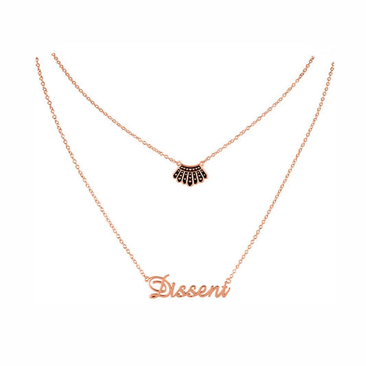 925 Sterling Silver Ginsburg Dissent Collar Necklace With Personalized Name Multilayer Necklace