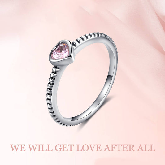 925 Sterling Silver Simple Heart Shaped Cubic Zirconia Ring - onlyone