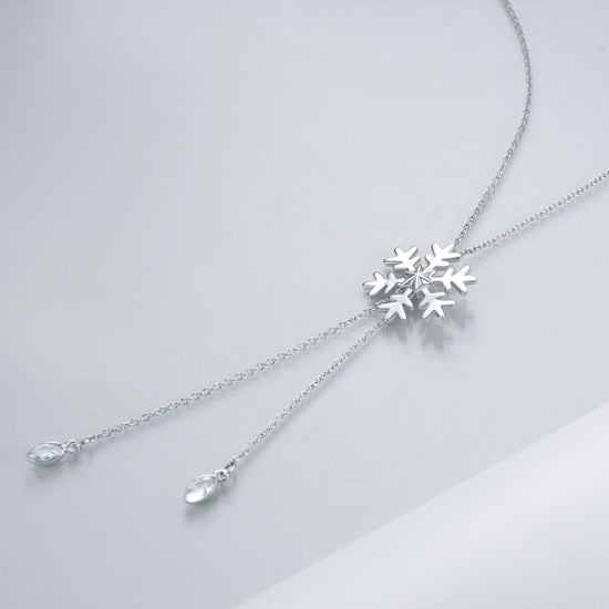 925 Sterling Silver Snowflake Pendant Necklace Christmas Gift - onlyone