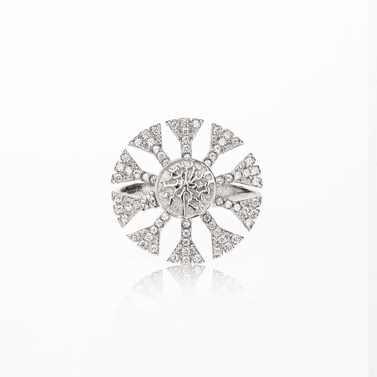 925 Sterling Silver Rotatable Cubic Diamond Snowflake Ring - onlyone