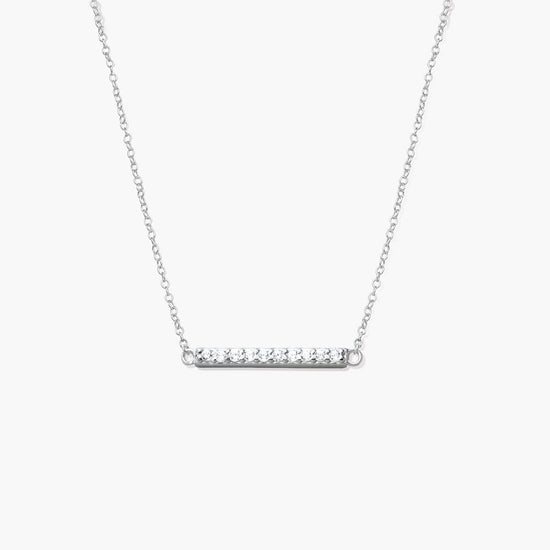 925 Sterling Silver Sparkle Bar Necklace - onlyone