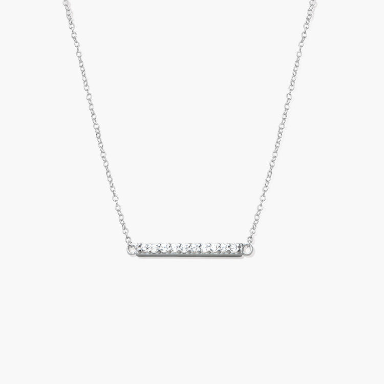 925 Sterling Silver Sparkle Bar Necklace - onlyone