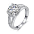 925 Sterling Silver Cubic Zirconia Flower Halo Ring - onlyone