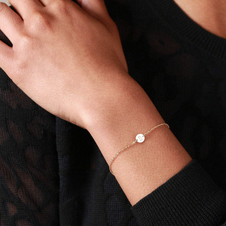 925 Sterling Silver Custom Initial Coin Bracelet