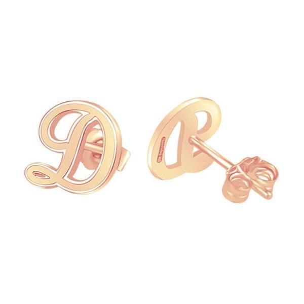 10K/14K Gold Personalized Script Initial Stud Earrings - onlyone