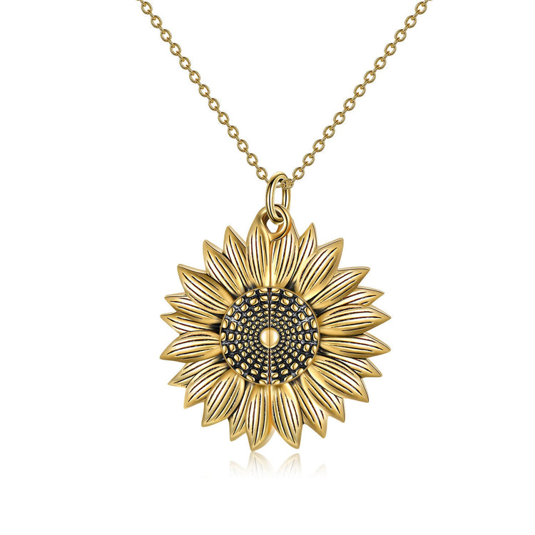 925 Sterling Silver Vintage Customized Open Locket You Are My  Sunshine Sunflower Pendant Necklace With Birthstone - onlyone