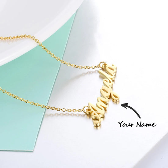 925 Sterling Silver "Angela" Style Custom Name Necklace Nameplate Necklace - onlyone