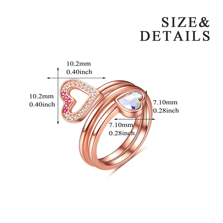 925 Sterling Silver Wrap Around Two Heart Opal Ring - onlyone