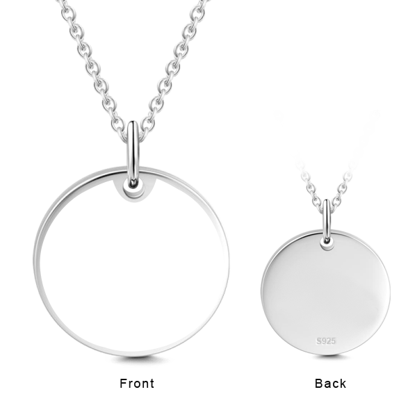 925 Sterling Silver Engraved Coin Photo Necklace Inspirational Gift - onlyone