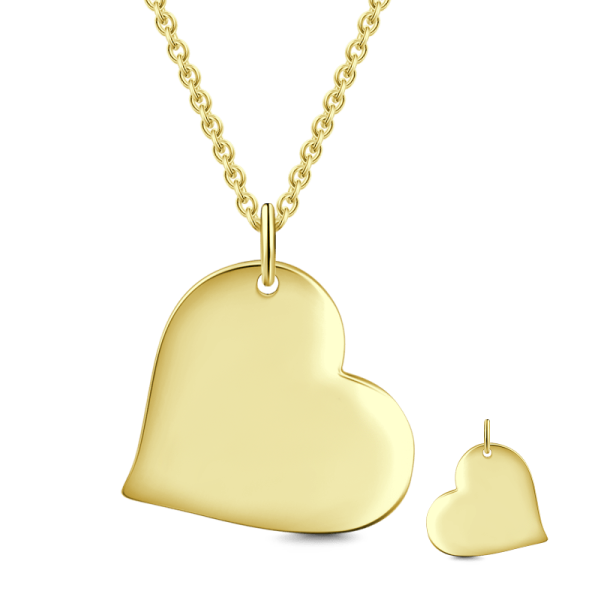14K Gold Personalized Heart Engravable  Hang Tag Necklace Adjustable 16" - 20" - onlyone
