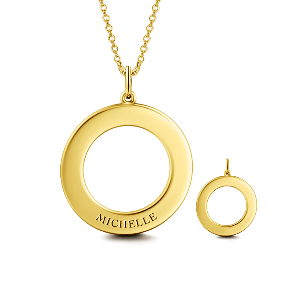 10K/14K Gold Personalized Engravable Disc Necklace Adjustable 16" - 20" White Gold/Yellow Gold/Rose Gold - onlyone