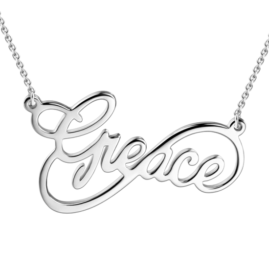 925 Sterling Silver Infinity Name Necklace Nameplate Necklace - onlyone