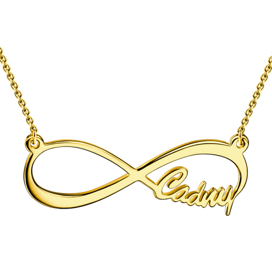 14K Yellow Gold Personalized Infinity Single Name Necklace Adjustable 16" - 20"  White Gold/Yellow Gold/Rose Gold - onlyone