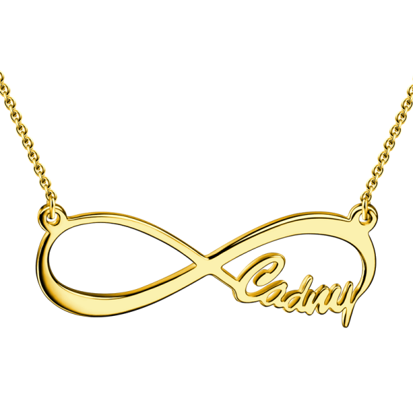 14K Yellow Gold Personalized Infinity Single Name Necklace Adjustable 16" - 20"  White Gold/Yellow Gold/Rose Gold - onlyone