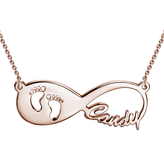 925 Sterling Silver Infinity Footprint Name Necklace Nameplate Necklace - onlyone