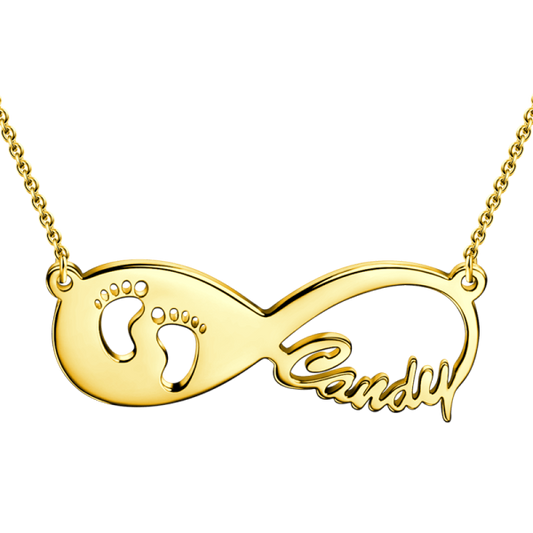 925 Sterling Silver Infinity Footprint Name Necklace Nameplate Necklace - onlyone