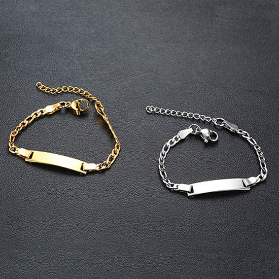 925 Sterling Silver Personalize Baby Name Bracelet Figaro Chain Smooth Bangle Link - onlyone