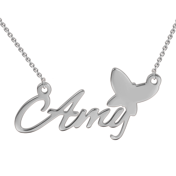 925 Sterling Silver Amy Style Name Necklace Nameplate Necklace - onlyone