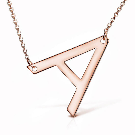 925 Sterling Silver Large Sideways Initial Necklace - onlyone