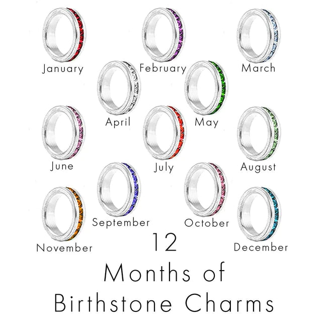 925 Sterling Silver Custom Stackable Eternity Birthstone Charm Necklace