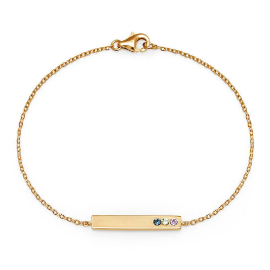925 Sterling Silver Custom Bar Name Bracelet With Birthstone, Birthday Gift For Her