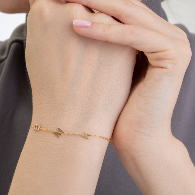 925 Sterling Silver Custom Initial Anklet Bracelet ❤