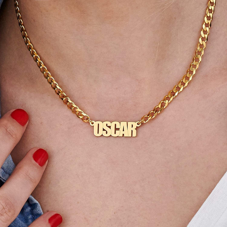 925 Sterling Silver Name Necklace In 3mm Curb Link Chain