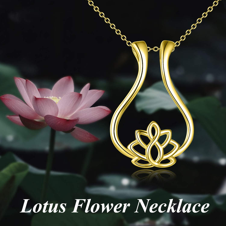925 Sterling Silver Lotus Flower Ring Holder Pendant Necklace