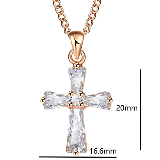 925 Sterling Silver Crystal Cross Pendant Necklace  Cross Necklace For Women - onlyone