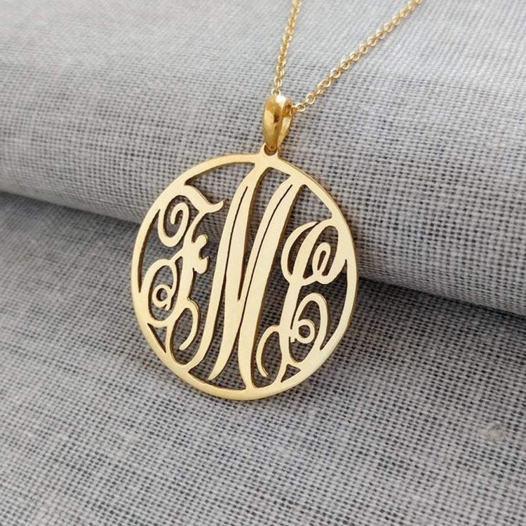 925 Sterling Silver Initial Monogram Necklace