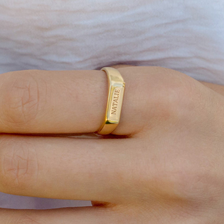 Bague avec nom gravé personnalisé en argent sterling 925
