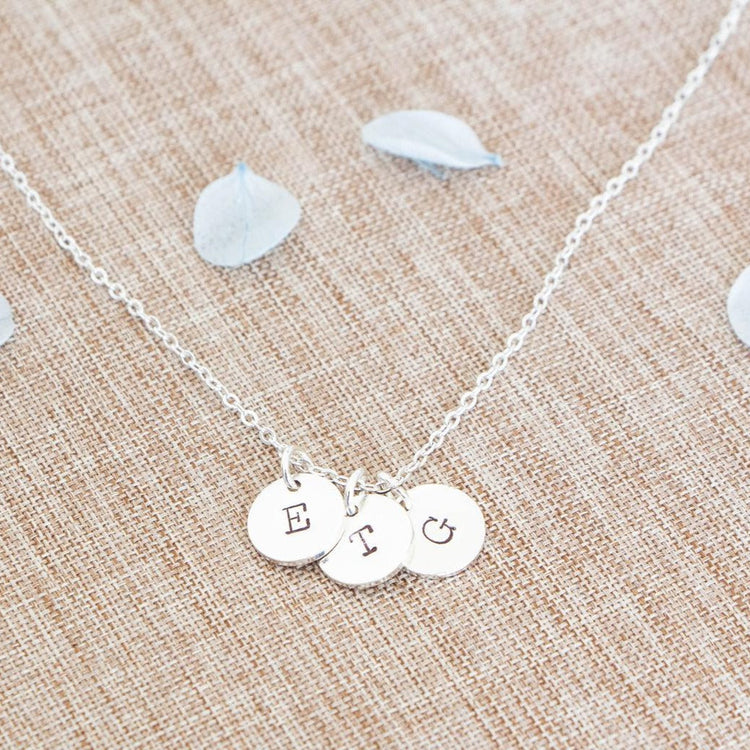 925 Sterling Silver Initial Engraved Circle Necklace