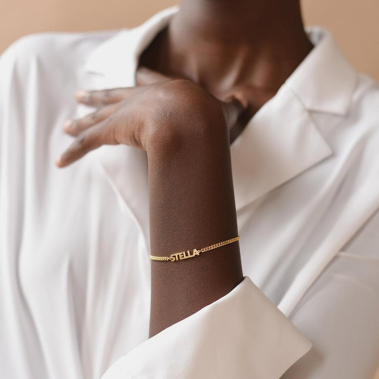 925 Sterling Silver Name Bracelet In Cuban Chain