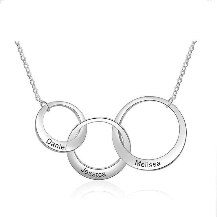 925 Sterling Silver Mom And Child Engraved Circle Necklace