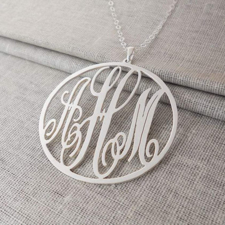 925 Sterling Silver Initial Monogram Necklace