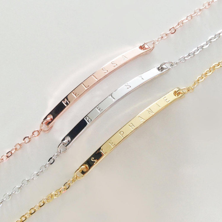925 Sterling Silver Custom Bar Friendship Bracelet Coordinates Engraved Bracelets