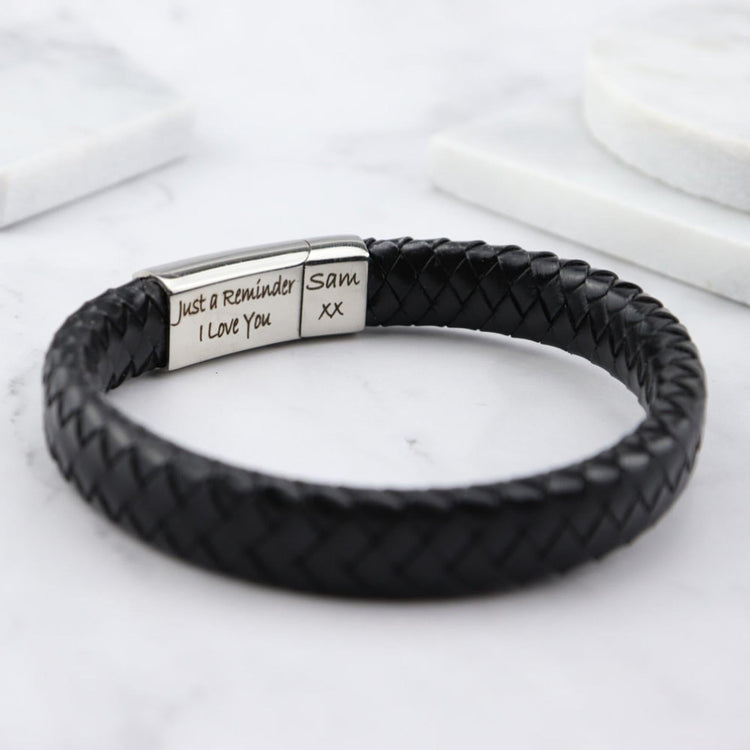 Thick Woven Men's Leather Bracelet for Men