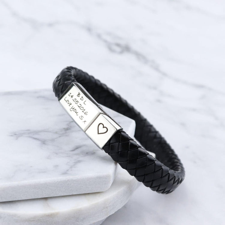 Thick Woven Men's Leather Bracelet for Men