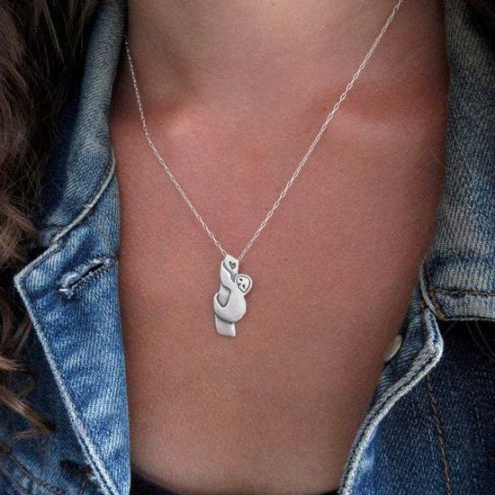 925 Sterling Silver Tree Sloth Necklace - Silver Sloth Pendant - onlyone