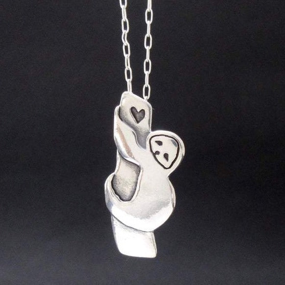 925 Sterling Silver Tree Sloth Necklace - Silver Sloth Pendant - onlyone