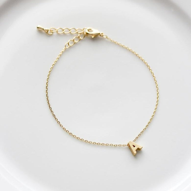 925 Sterling Silver Personalized Initial Necklace Bracelet Anklet Set